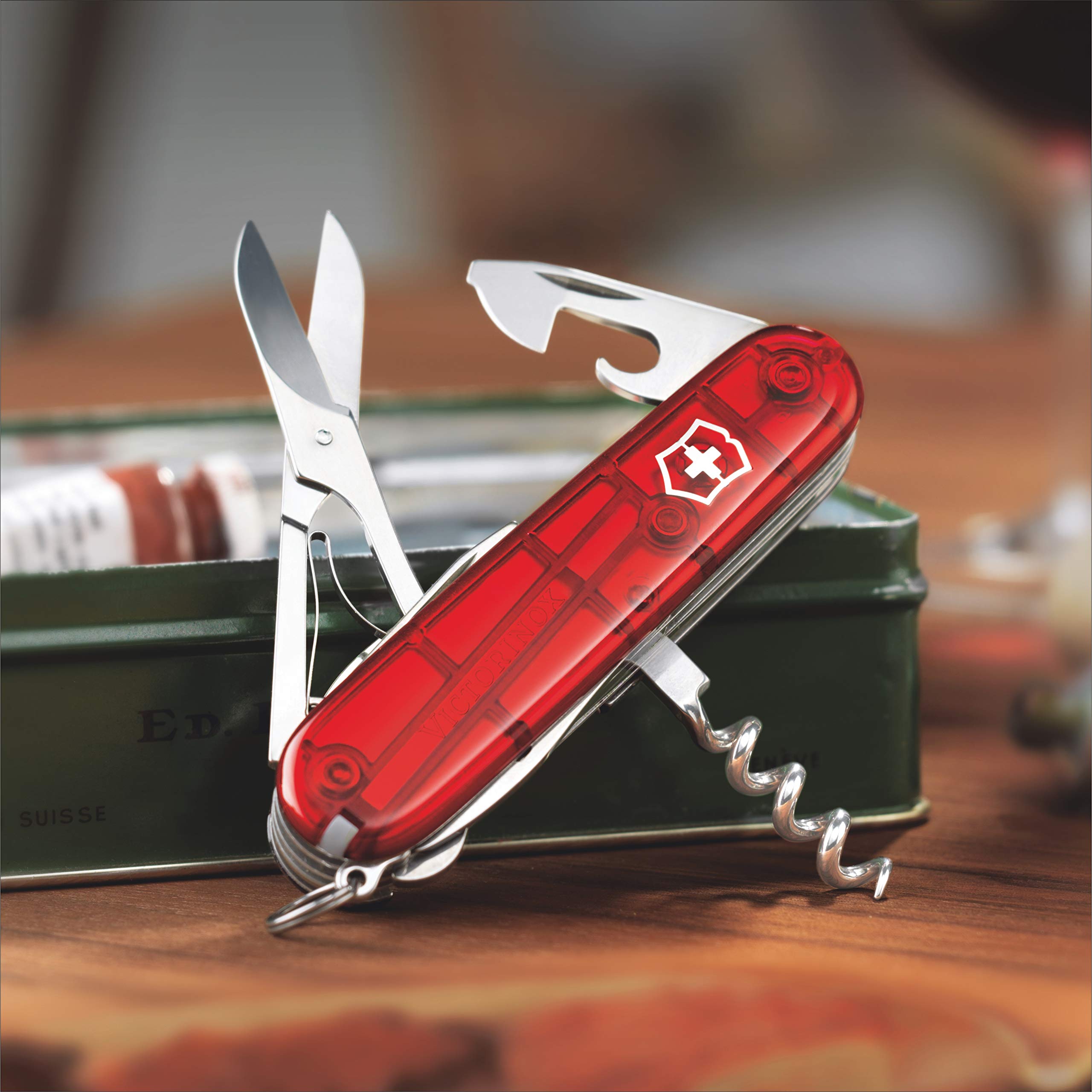 Victorinox Navaja Escalador con Petición Grabado en La Hoja I Regalo para Hombres Mujer I para Cumpleaños I Suiza Navaja Personalizada con 14 Funciones 1.3703