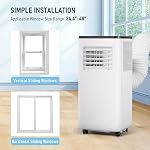 Portable air conditioner, 10000 BTU 3-in-1 cooling, dehumidifier, fan with remote control, 24H timer, LED display, sleep function for home, office, bedroom, small room (window kit and hose included)