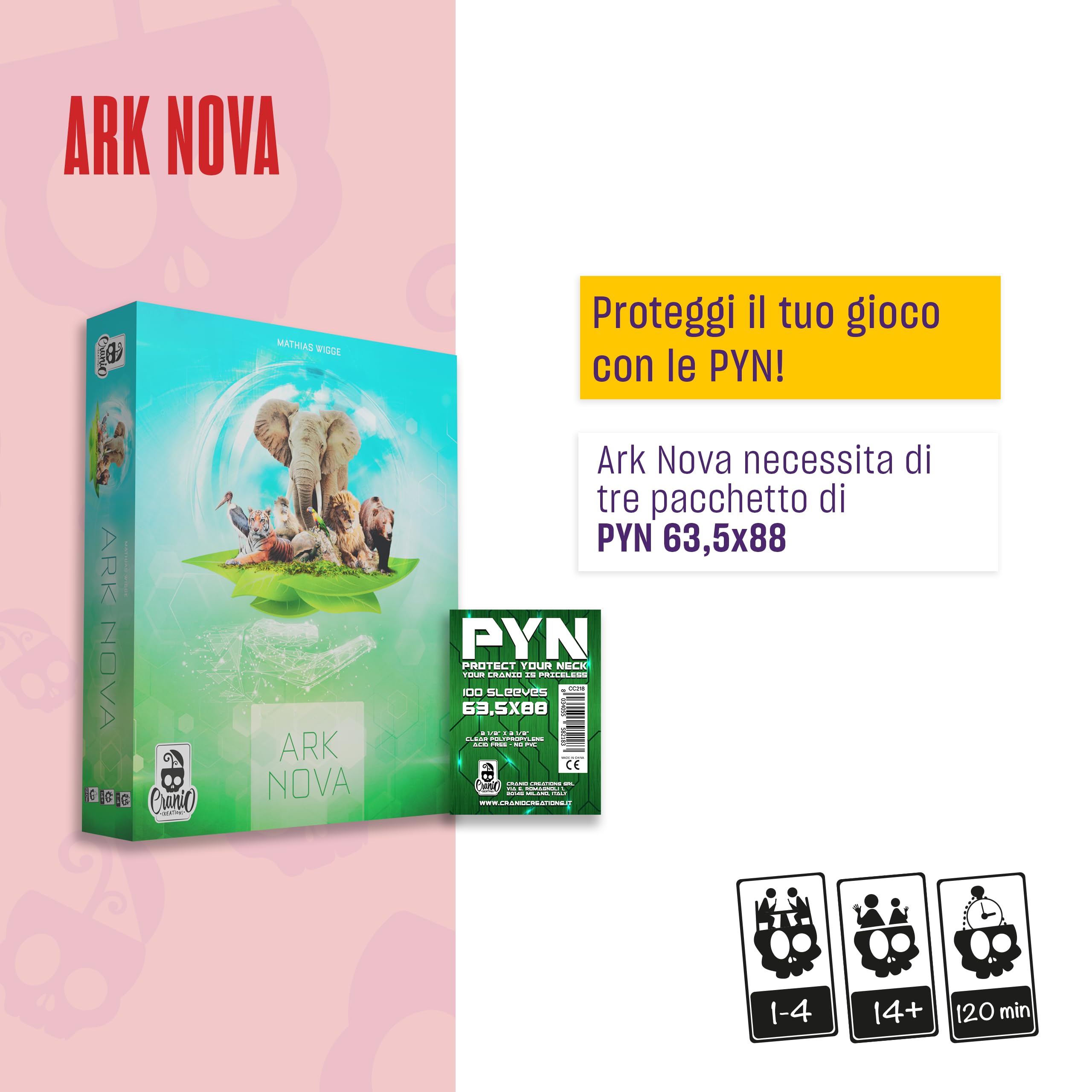 Cranio Creations CC221 PYN 100 Sleeves 57,5x89, Pacco da 4
