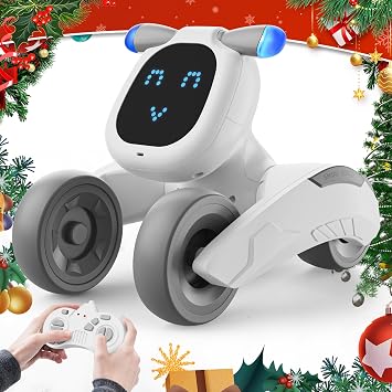 Robot Dog Toy for Kids, Remote Control Dog Robot, Voice & Touch Control Robot Pet Dog with LED/Record/Sing/Dance, Rechargeable Puppy Toys for 5 6 7 8 9 10 Year Old Boy Girl Ideas Gray