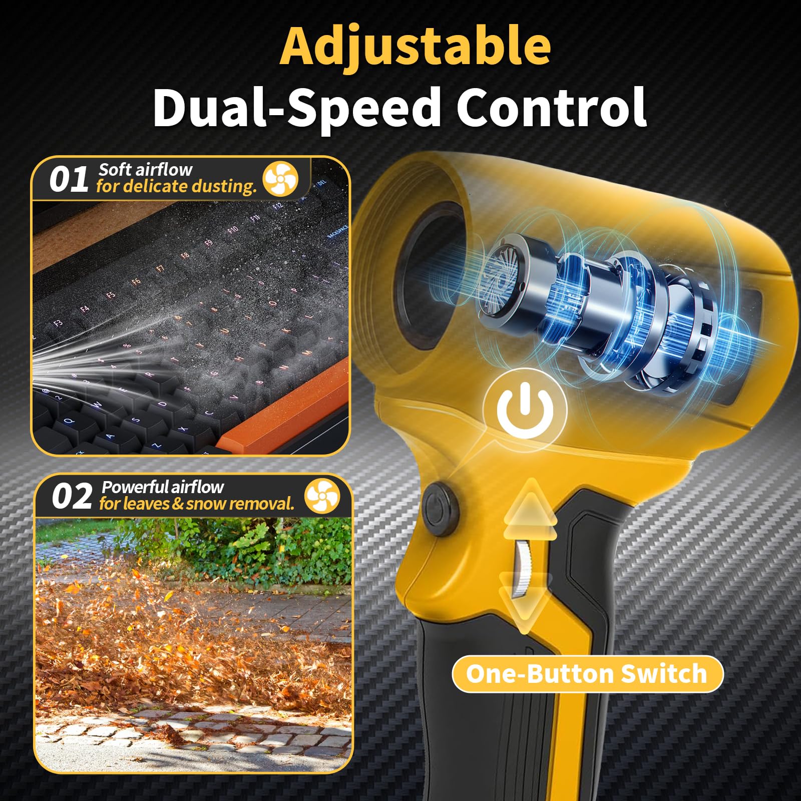 Soplador de hojas con batería para Dewalt 18 V MAX20 V Inalámbrico Turbina Soplador de polvo portátil para coche, soplador eléctrico pequeño para soplar hojas, nieve, polvo (sin batería)
