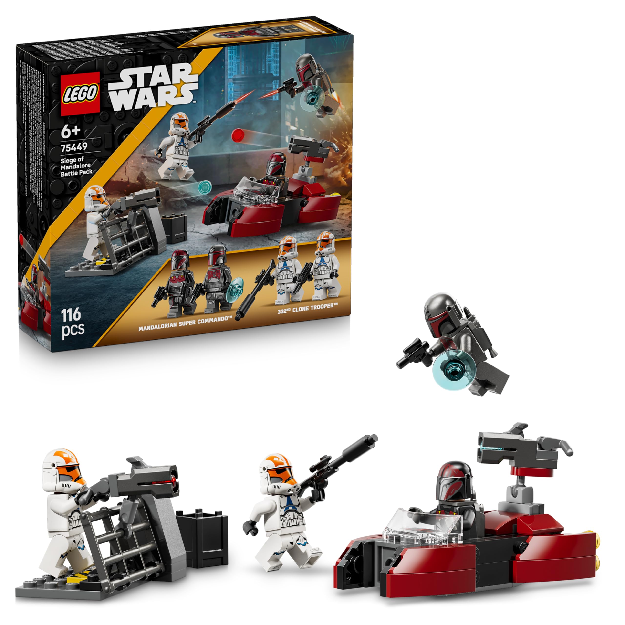 LEGO Star Wars 75449 Belagerung von Mandalore Battle Pack - Action-Spielzeug mit 2 Mandalorianer- & 2 Klontruppler-Minifiguren sowie Speederbike & Blastern - Geschenk für Kinder ab 6 Jahren & Fans