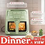 Gourmia 8 Qt Air Fryer, 8 Presets with Digital Display, FryForce 360° Technology, Easy View Window & Interior Light, Dishwasher Safe Basket, Green