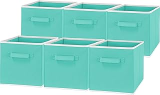 Simple Houseware Foldable Cube Storage Bins, 11-Inch Turquoise, 6-Pack F...