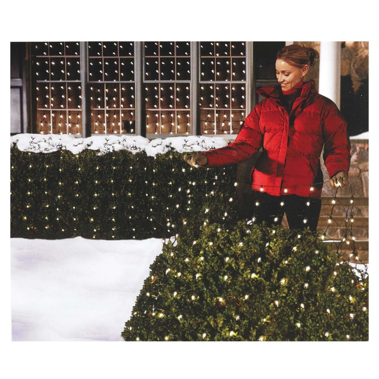 Holiday Pride Christmas Clear Net Lights for Bushes - 150 Clear White Bulbs with Green Wire (4Ft x 6 Ft) - Indoor/Outdoor Use - UL Listed