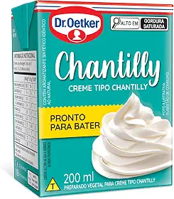 Dr. Oetker Creme Tipo Chantilly UHT, Para Rechear e Decorar Bolos, Pavês e Sobremesas, Textura Leve e Suave, Pronto Para Bater, 200ml