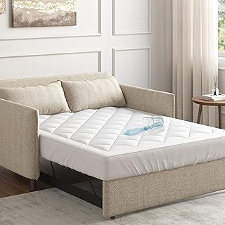 Sleep Philosophy Waterproof Sofa Bed Mattress Protector, Holden Sofa Bed Queen Mattress Pad, 3M Scotchgard, Microfiber Mattress Topper Fitted Elastic Pocket Fits Up to 8 Inch, Queen 60x72, White