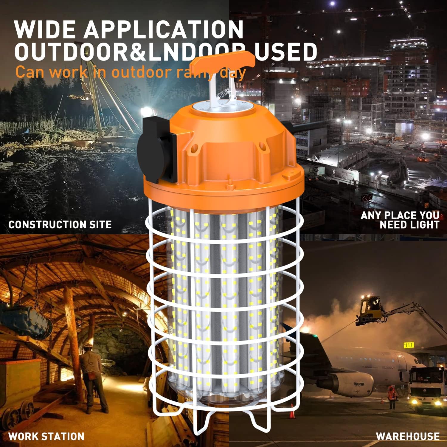 NS 150W High Bay Temporary LED Work Light 23550Lm 5000K Daylight White with Indoor and Outdoor Hook Portable Hanging Lighting for Construction Job Site¡­ - Image 7