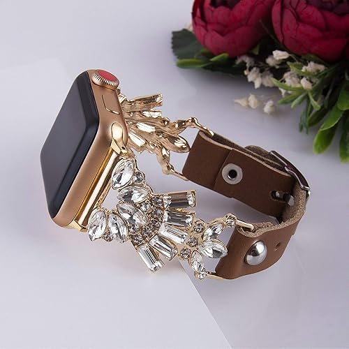 Miniatura 3 de VIQIV Bling Jewelry - Pulsera compatible con Apple Watch Ultra de 1.496 pulgadas, 1.575 pulgadas, 1.614 pulgadas, 1.654 pulgadas, 1.732 pulgadas,