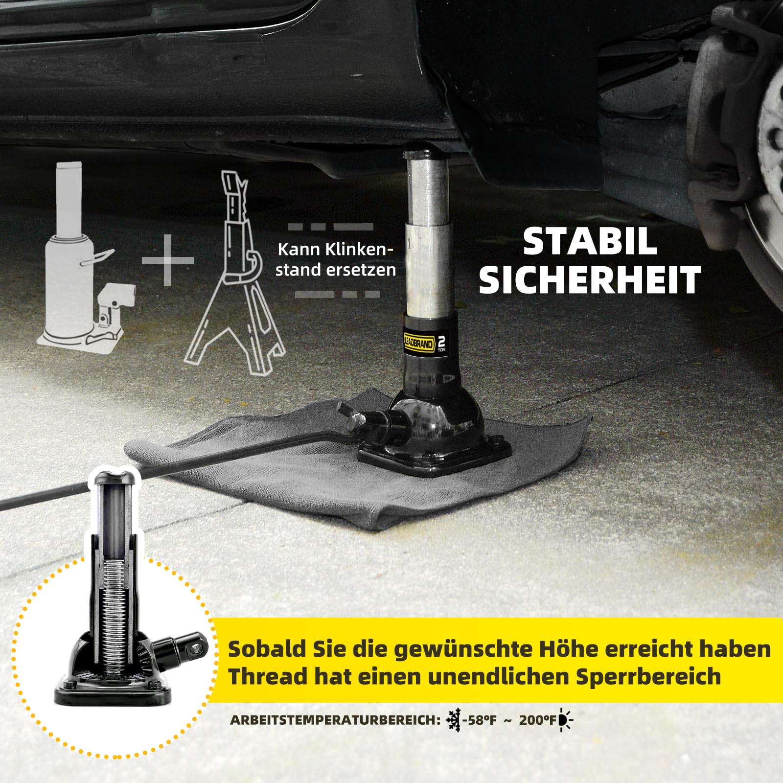 Pickup SUV cric non idraulico, portata fino a 2 T, bottiglia a spirale Jack e Jack Stands in uno, All-in-One Car Lift (107H)