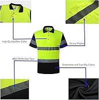 Vista 5 de Camisa de seguridad para hombre, camiseta reflectante de alta visibilidad, de secado rápido, transpirable, suave