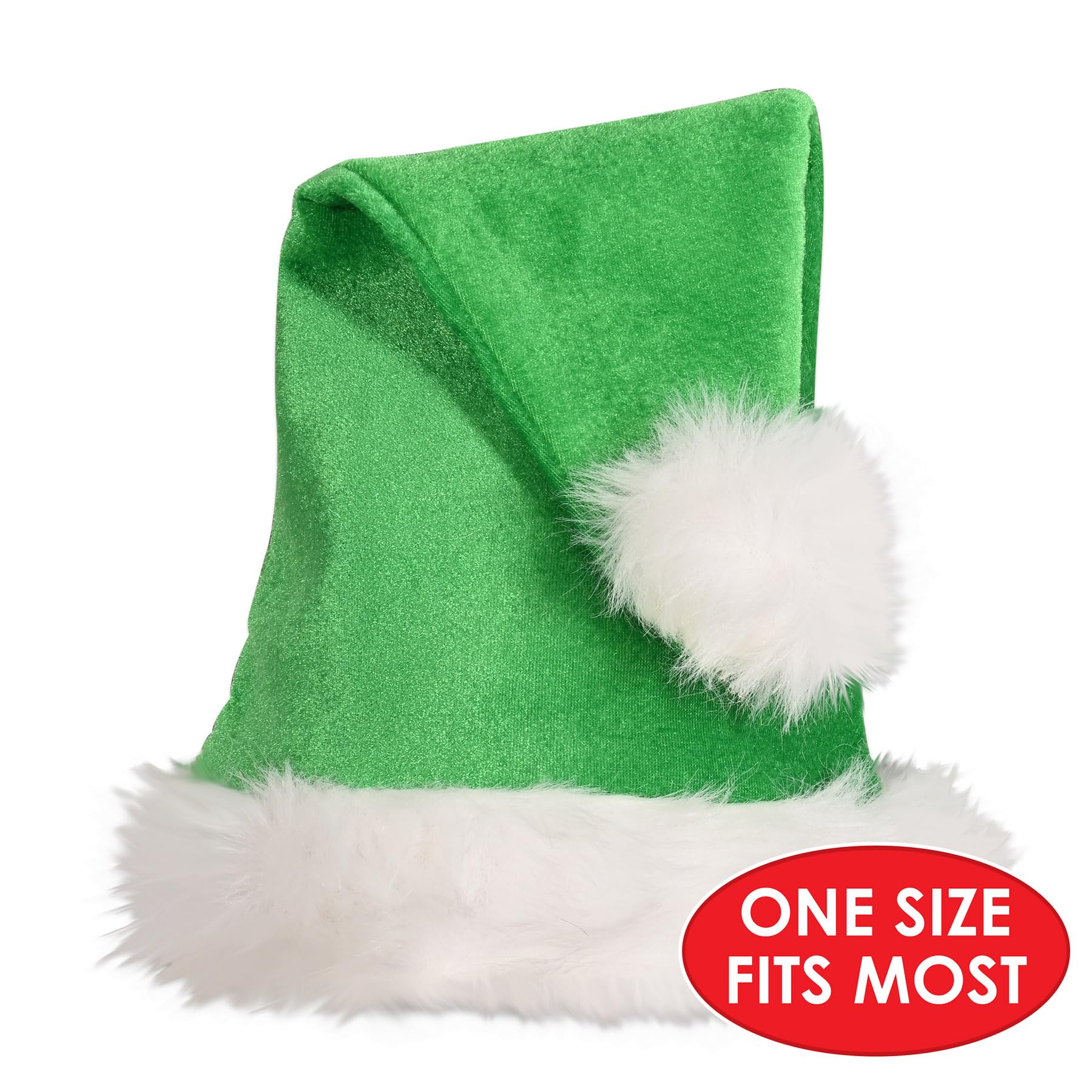 Beistle 2 sombreros de Papá Noel de tela de tamaño adulto para Navidad, suministros y recuerdos de fiesta, uno, verde/blanco