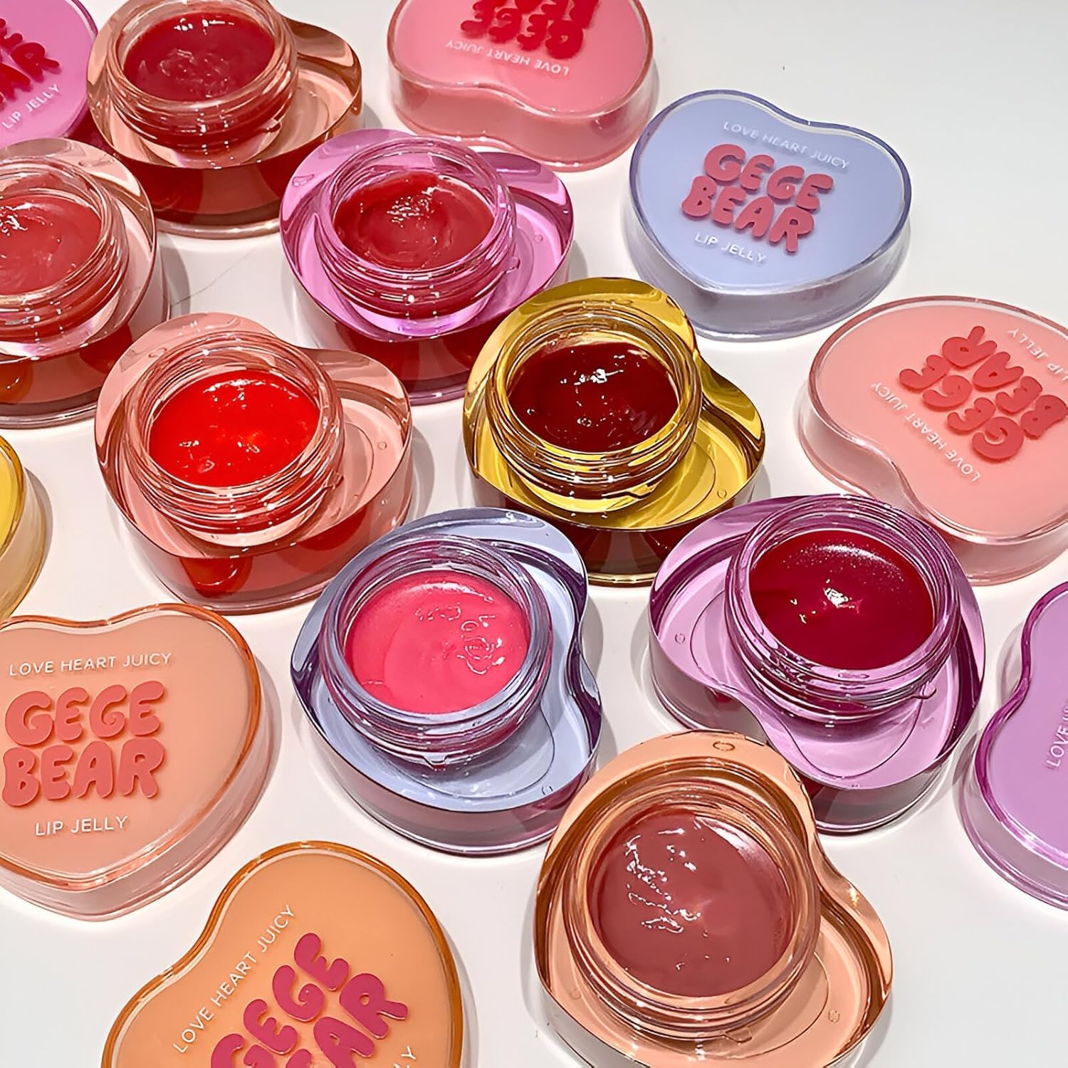 Gege Bear Love Pouting Lip Jelly | High-Shine Glossy Finish Lip Gloss | Cute Heart-Shaped Packaging | Versatile Layering Gloss for Natural to Bold Looks | Layerable Buildable Color Intensity | Hydrating Lips Gloss with Plumping Effect | Perfect for Gen Z Makeup Beauty Lovers (02# Rose Dew, 8g)-image-36