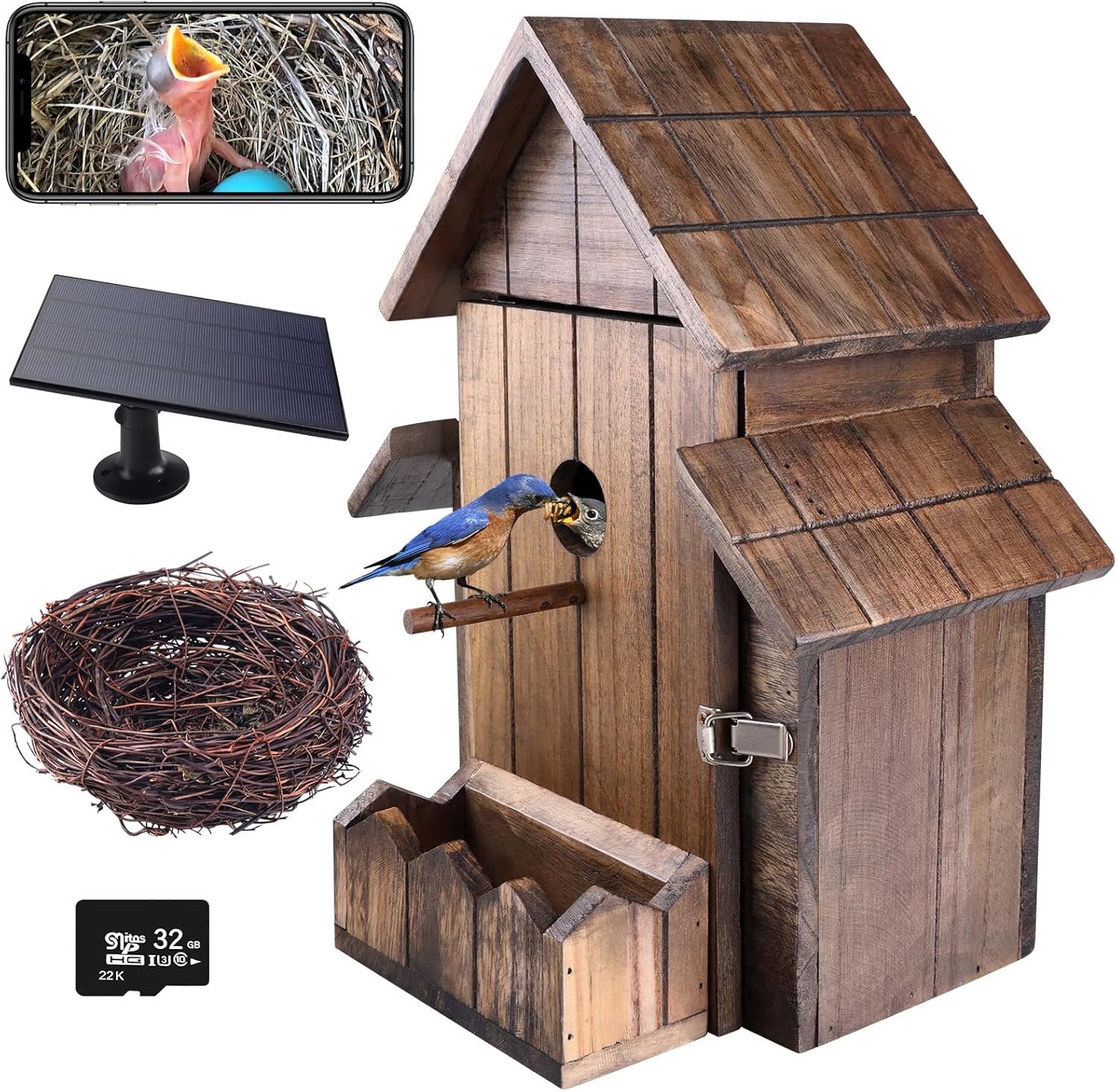 Birdhouse Camera, Birdhouse with 1080P Night Vision Camera