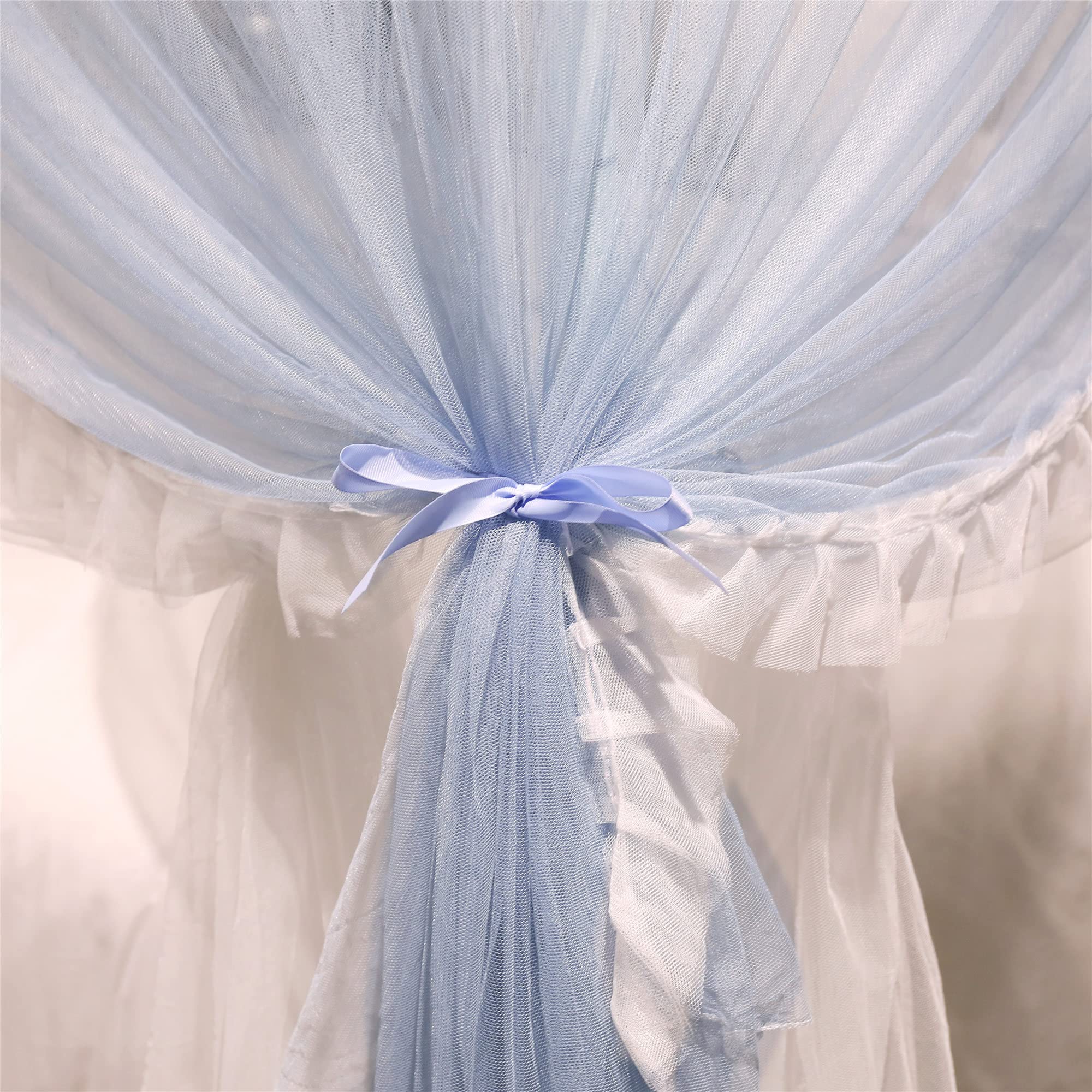 Dosel Princesa con Volantes – Cielo de Cama Cuadrado 4 Aberturas, Mosquitera Doble Capa para Niña, Decoración Romántica, Suave y Transpirable(Gris/Blanco,2Wx2,2Lx2,1 H(m))