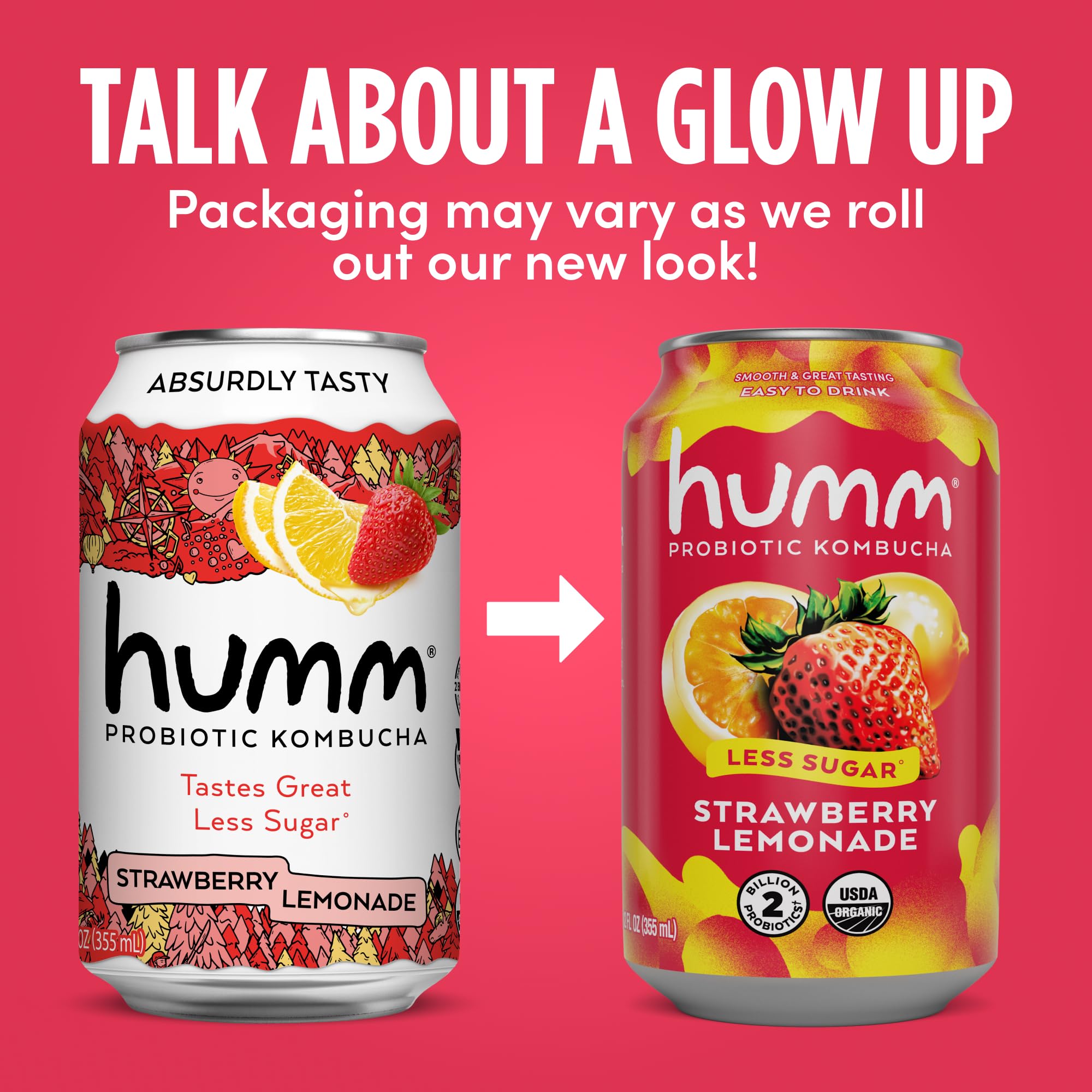Amazon.com: Humm Kombucha Strawberry Lemonade, Organic, Vegan