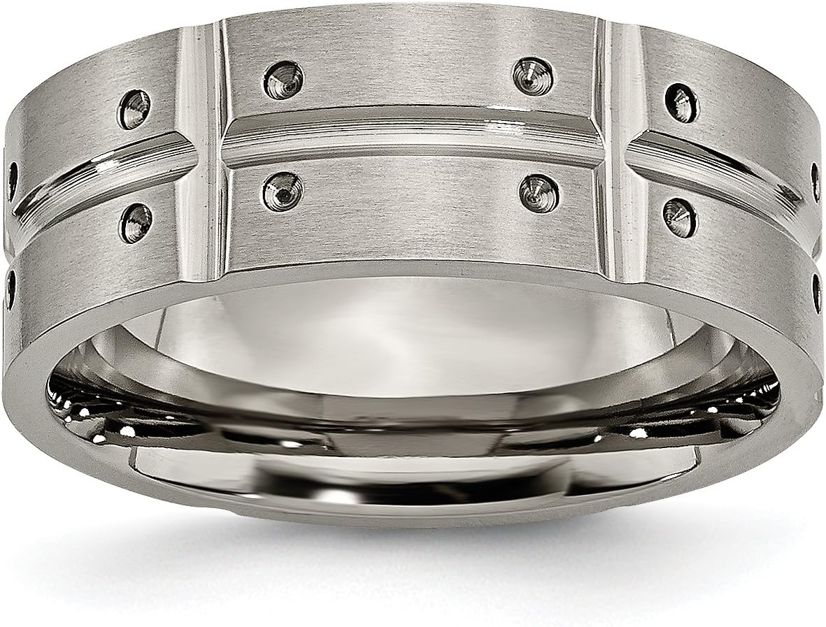 Diamond2Deal Titanium 8mm Brushed Wedding Band Ring