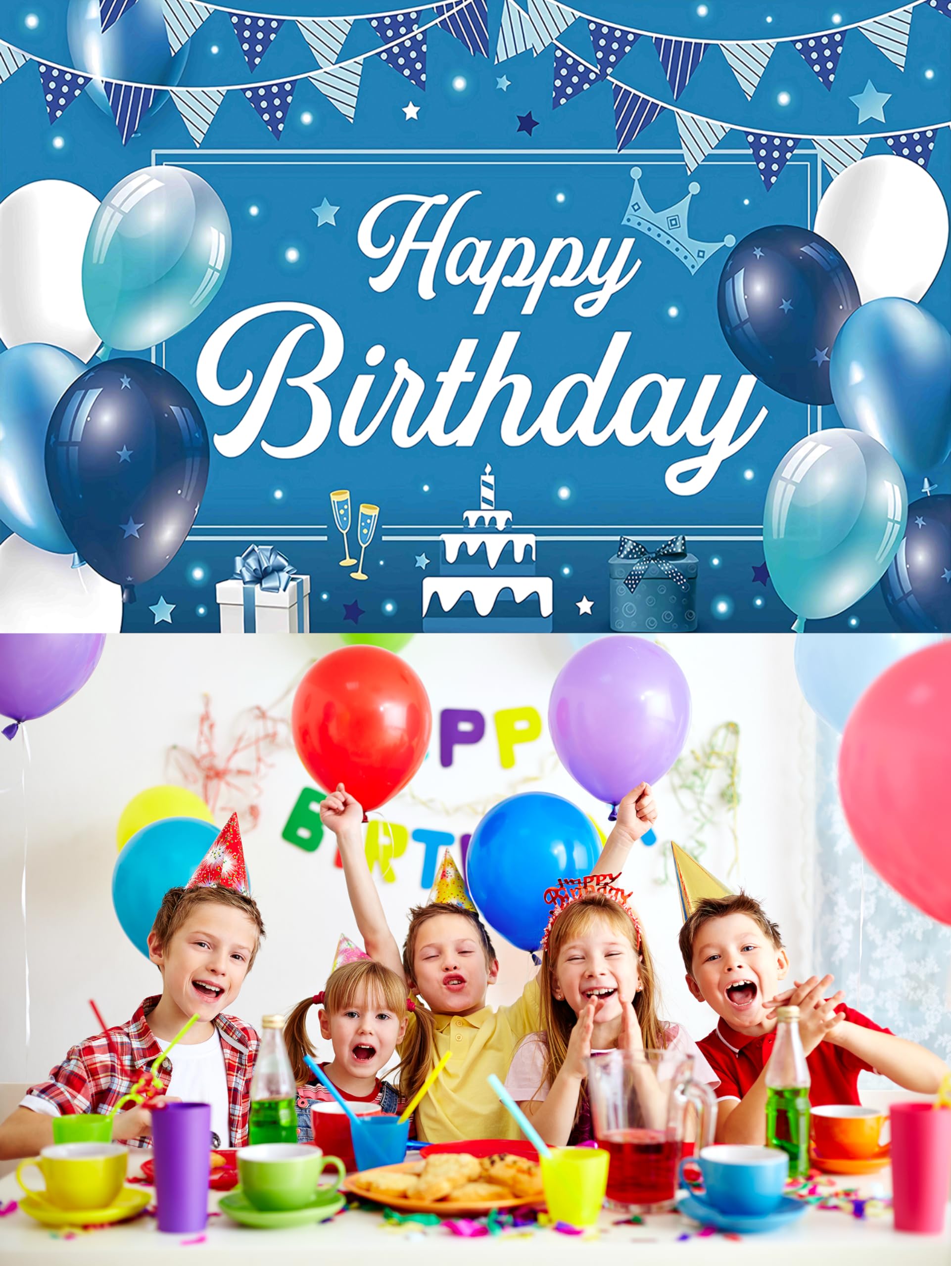 Amazon.co.jp: ブルー バースデー タペストリー 青い 誕生日 飾り付け