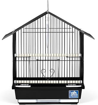 Prevue Pet Parakeet Manor Bird Cage with Handle - Versatile Carrier for Home or Travel, Small Bird Accessories, Easy Storage, Ideal for Canaries, Budgies, Finches, Parakeets, and More - Black