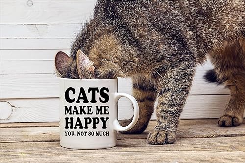 Miniatura 4 de CBTwear Cats Make Me Happy - Taza de café de 11 onzas para amantes de los gatos, una idea divertida y perfecta para el día de la madre para el