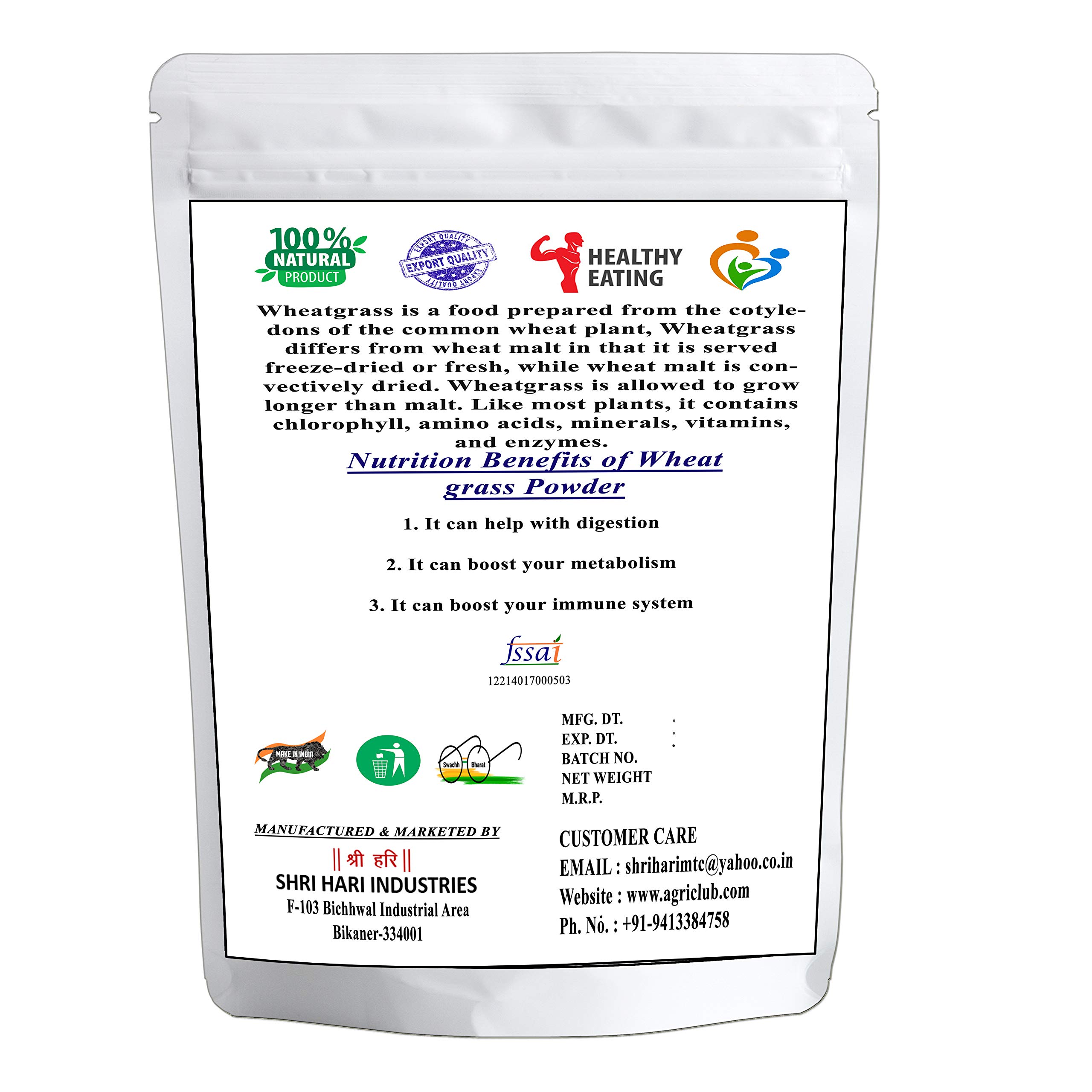 Wheat Grass Powder 1kg | for Energy, Immunity Support & Detoxification | Agri Club - Image 2 thumbnail