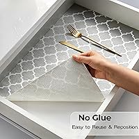 Vista 7 de COAVAS Revestimiento de estante para armarios y cajones antideslizante, sin adhesivo, forros de cajón para cómoda, cocina, estantes, papel de Gris