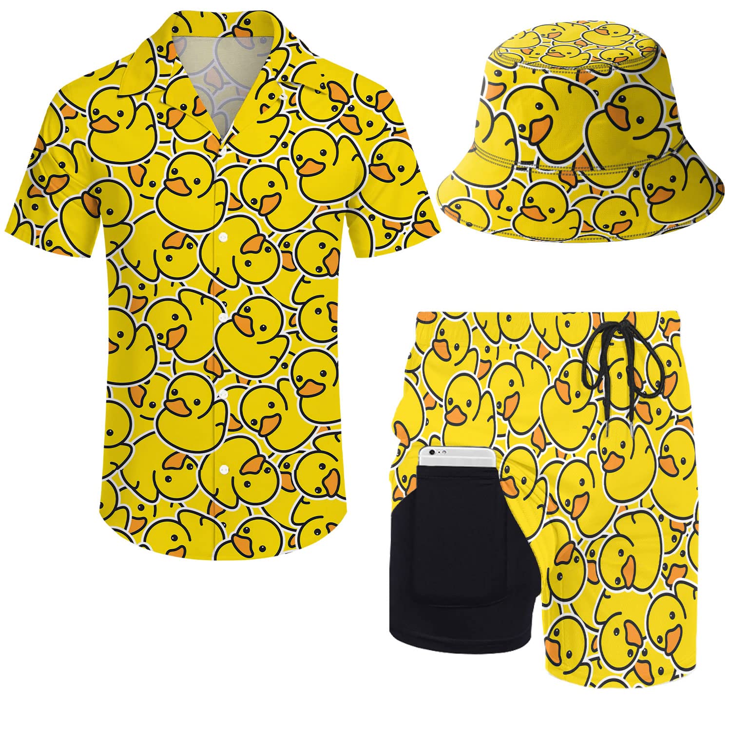 Ensemble chemise et short des années 80 et 90 pour homme avec chapeau cloche