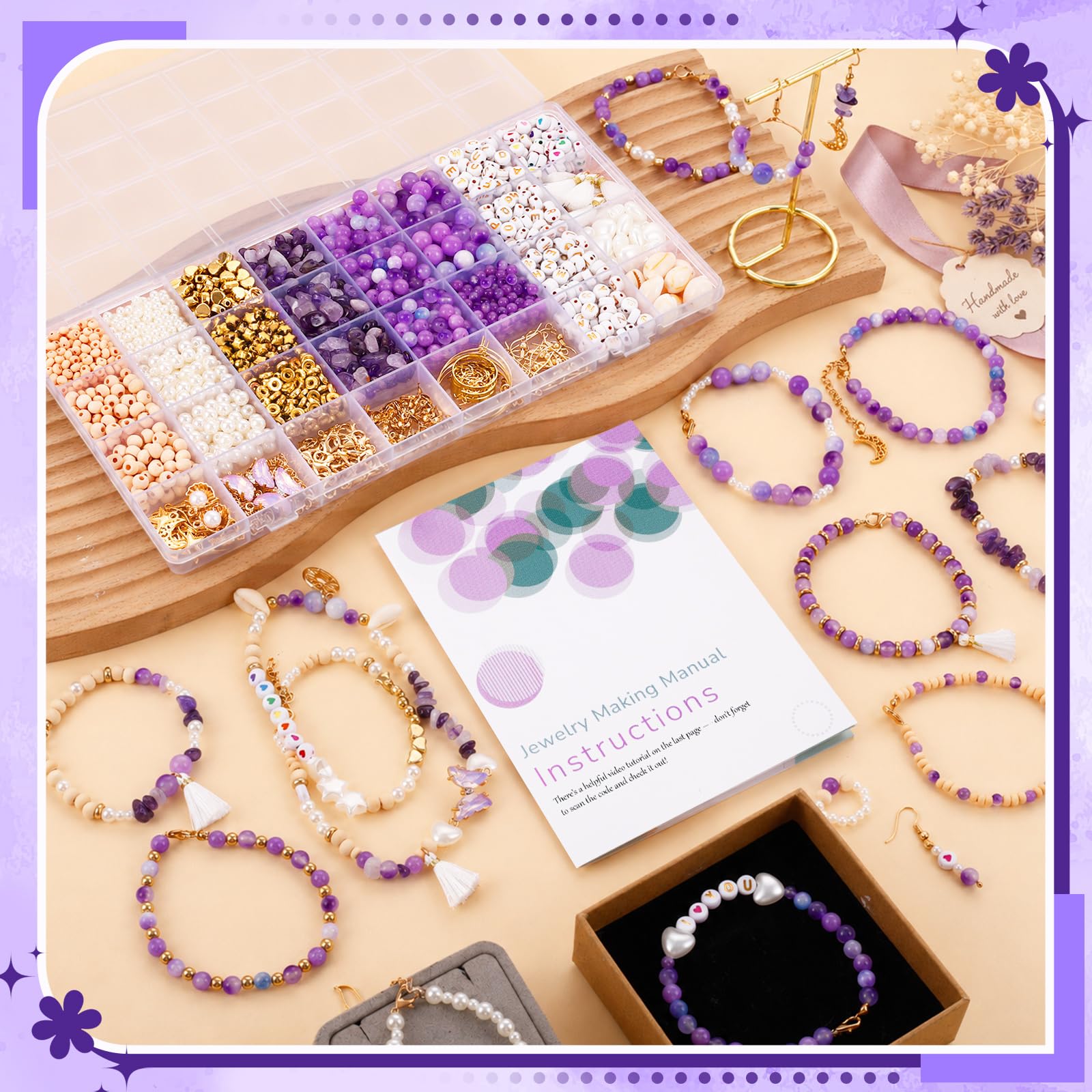 Wurosi Kit de suministros para hacer joyas, kit de fabricación de pulseras