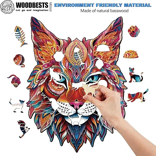 Miniatura 2 de WOODBESTS Rompecabezas de madera para adultos, rompecabezas de lince misterioso (L, 250 piezas, 9.9 x 13.3 pulgadas), hermosa caja de madera,
