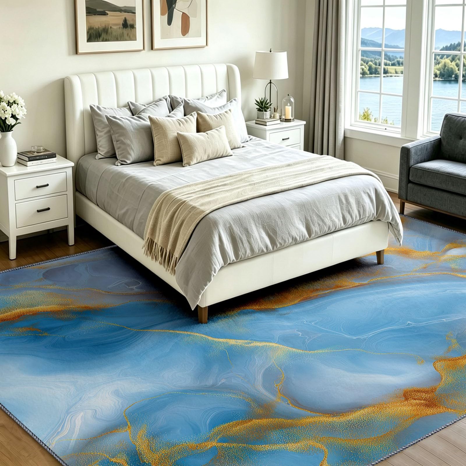 Lavable Tapis Moderne Luxe Salon Pile Courte Rug 120 x 170 cm