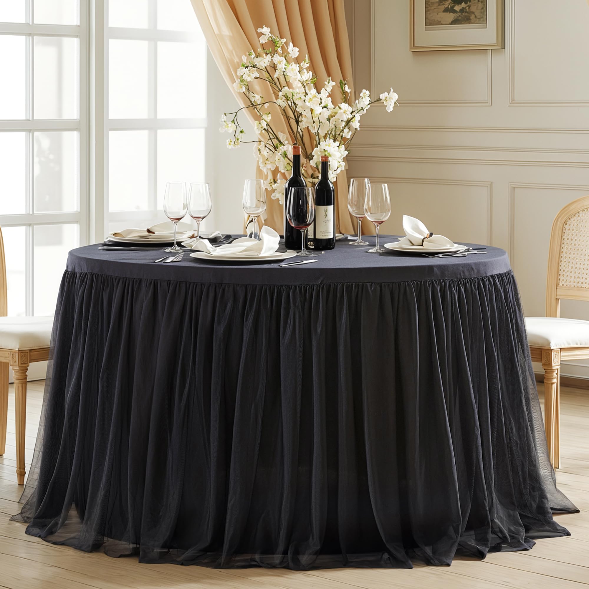Wish Care Black Spandex Round Tablecloths Fitted 4FT Round