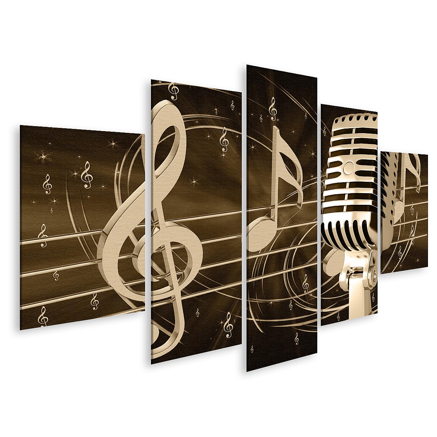 islandburner Immagine su tela microfono musica note e linee sonore sfondo immagini murali poster