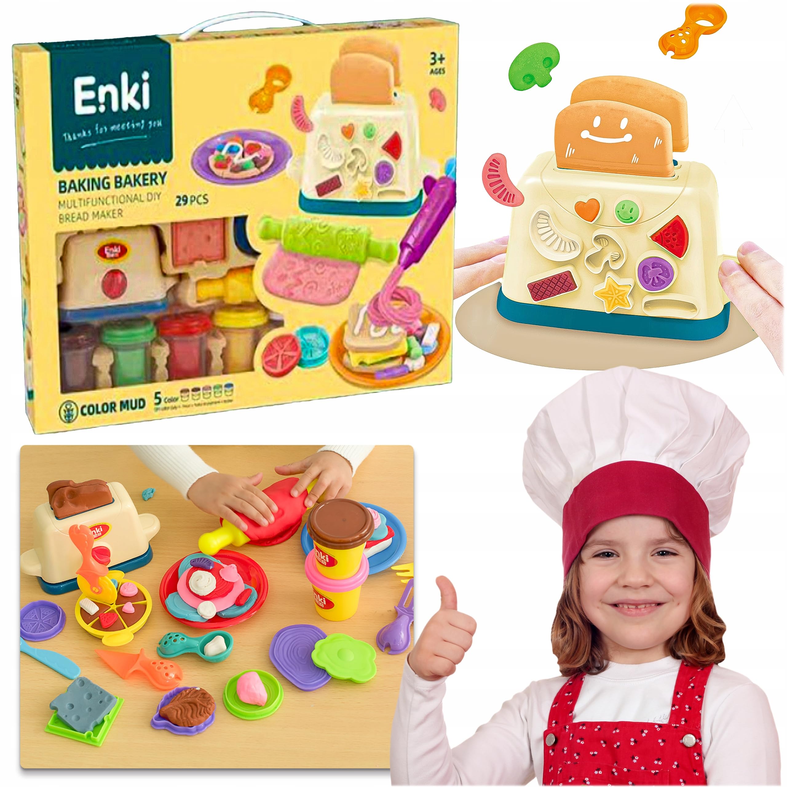 Toy Rush Multi-Color Clay Dough Play Set DIY Bread Maker 2 in 1 Pretend Play Toaster Baking Set 29 Pcs Comes with 5 Colored Clay Box and Many Moulds Gift for Girls and Boys (B0D9HTBNZW) Amazon Price History, Amazon Price Tracker