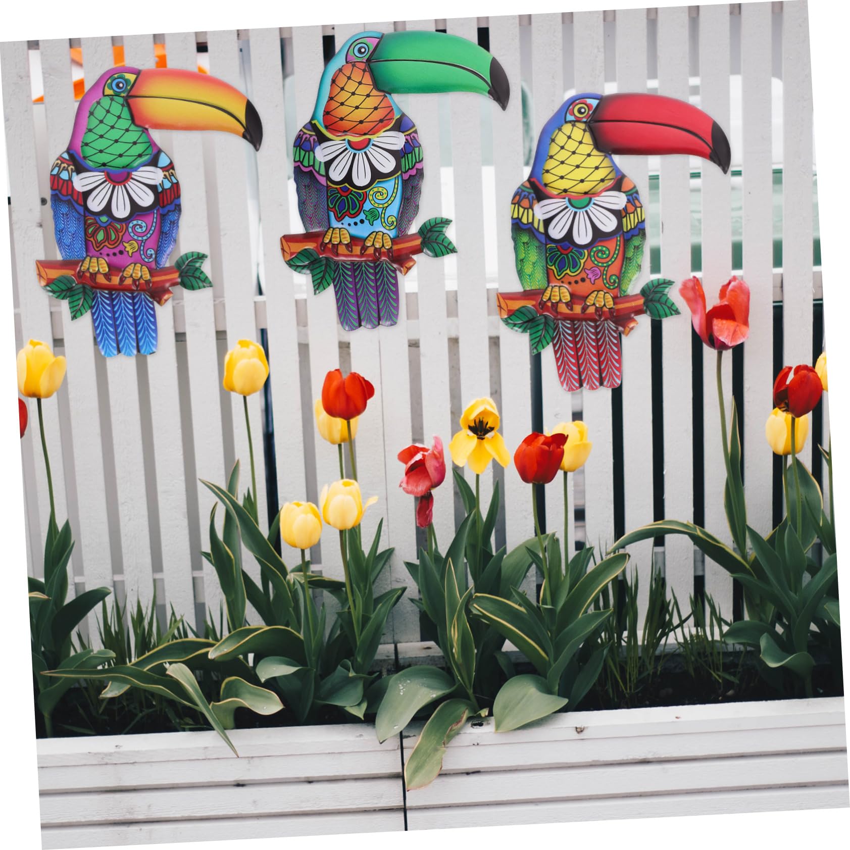 Decorazione da Parete Facile da Installare in Ferro Uccelli, Set 3 Pezzi, Resistente alle Intemperie per Giardino ed Esterni