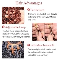 Vista 3 de Leeven Mechones de cabello estilo Bob de 12 pulgadas con diseño de mariposa marrón – 6 paquetes de trenzas de diosa desgastadas