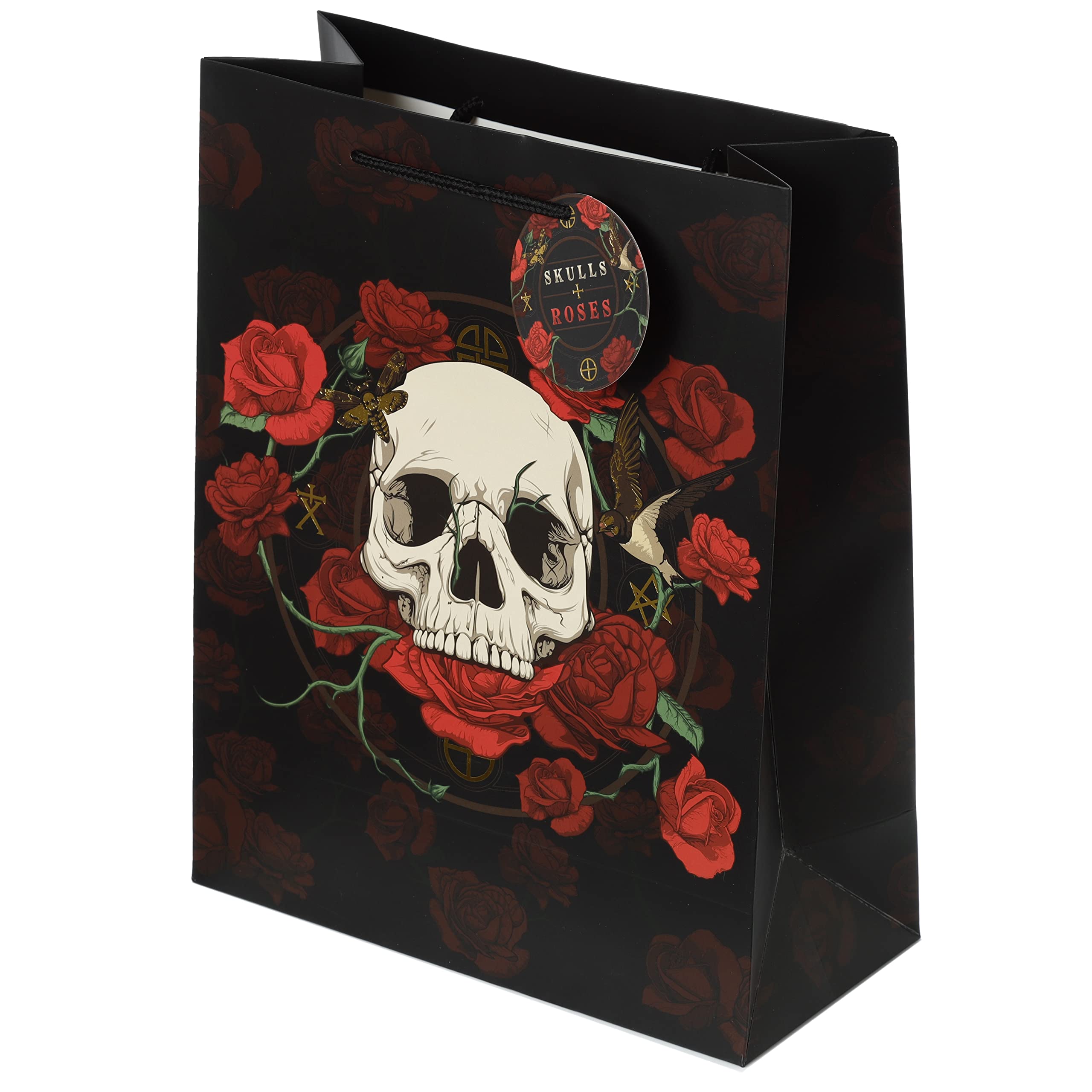Enveloppe cadeau crânes et roses rouge grand format pochette emballage