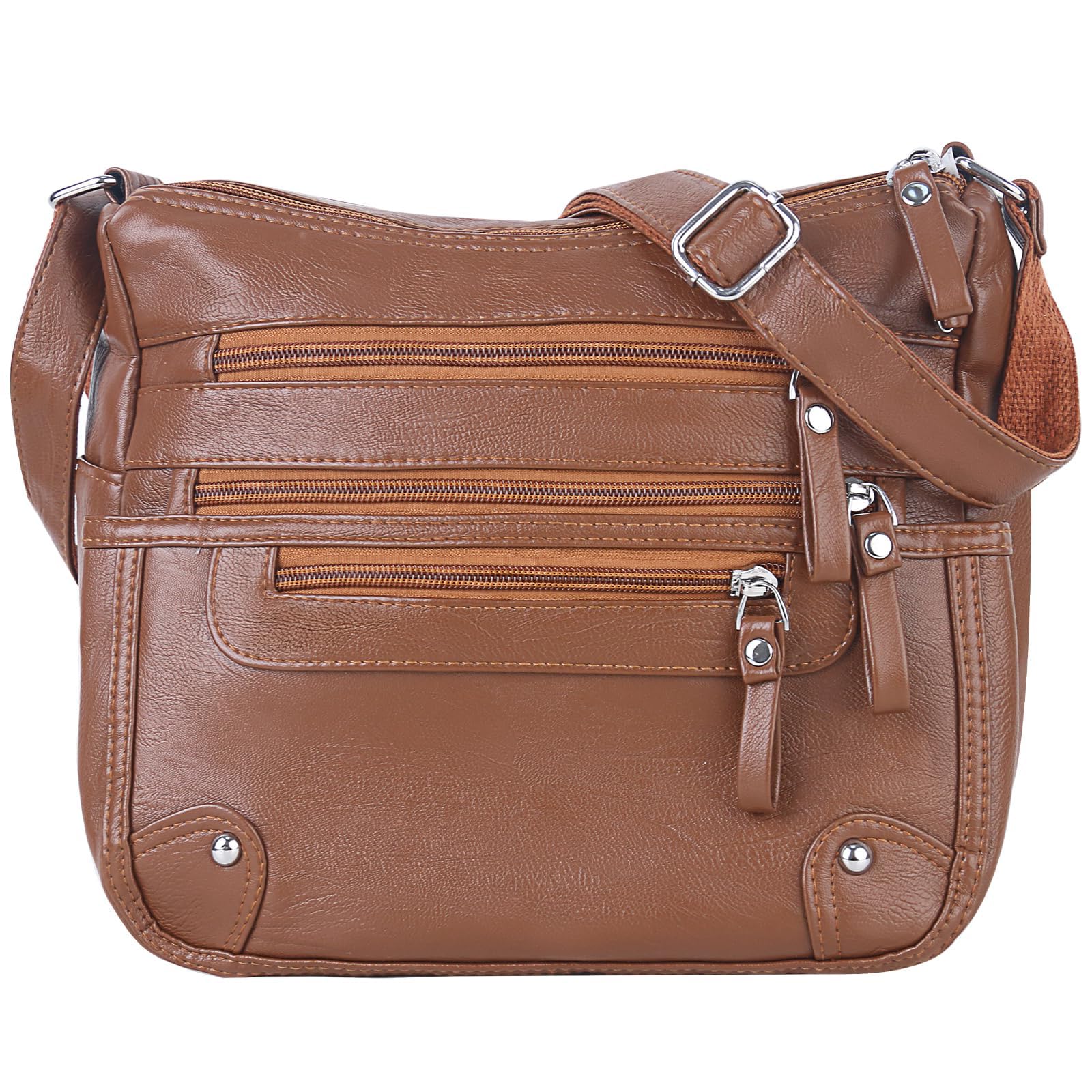 ELDA 10 Pockets Crossbody Purses for Women Medium Pocketbooks Lightweight Ladies Satchel Bag Multi Pocket Shoulder Handbag