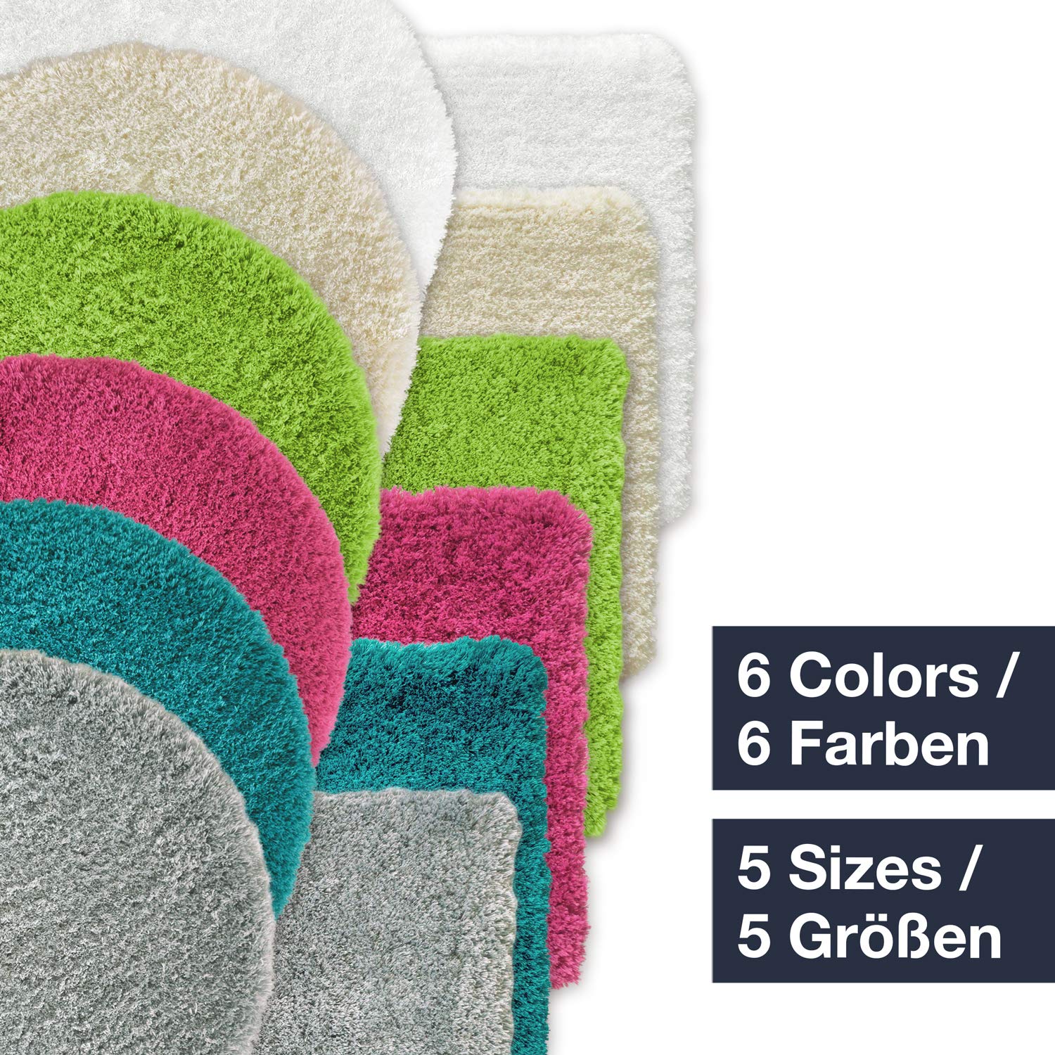 WohnDirect Premium Premium Badematten Set 2tlg. • Badvorleger Duschmatte • rutschfest & Waschbar • Badteppich, Badezimmerteppich Set Grau • 2er Set (50x80cm + 60x100cm)