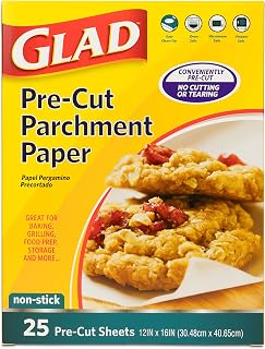 Glad Pre-Cut Parchment Paper for Baking - Nonstick Sheet for Food Prep, Storage, and Everyday Use - No Cutting or Tearing Oven Safe Sheets, 25 Count