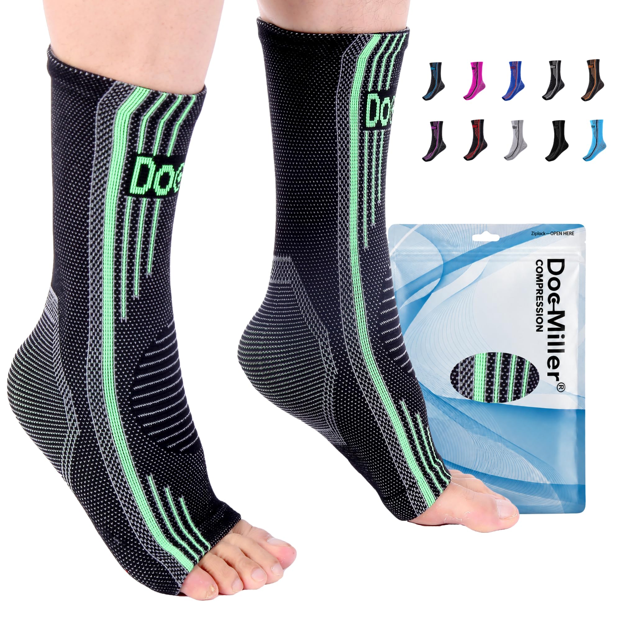 Doc Miller Plantar Fasciitis Compression Socks, 20-30mmHg, 1 Pair