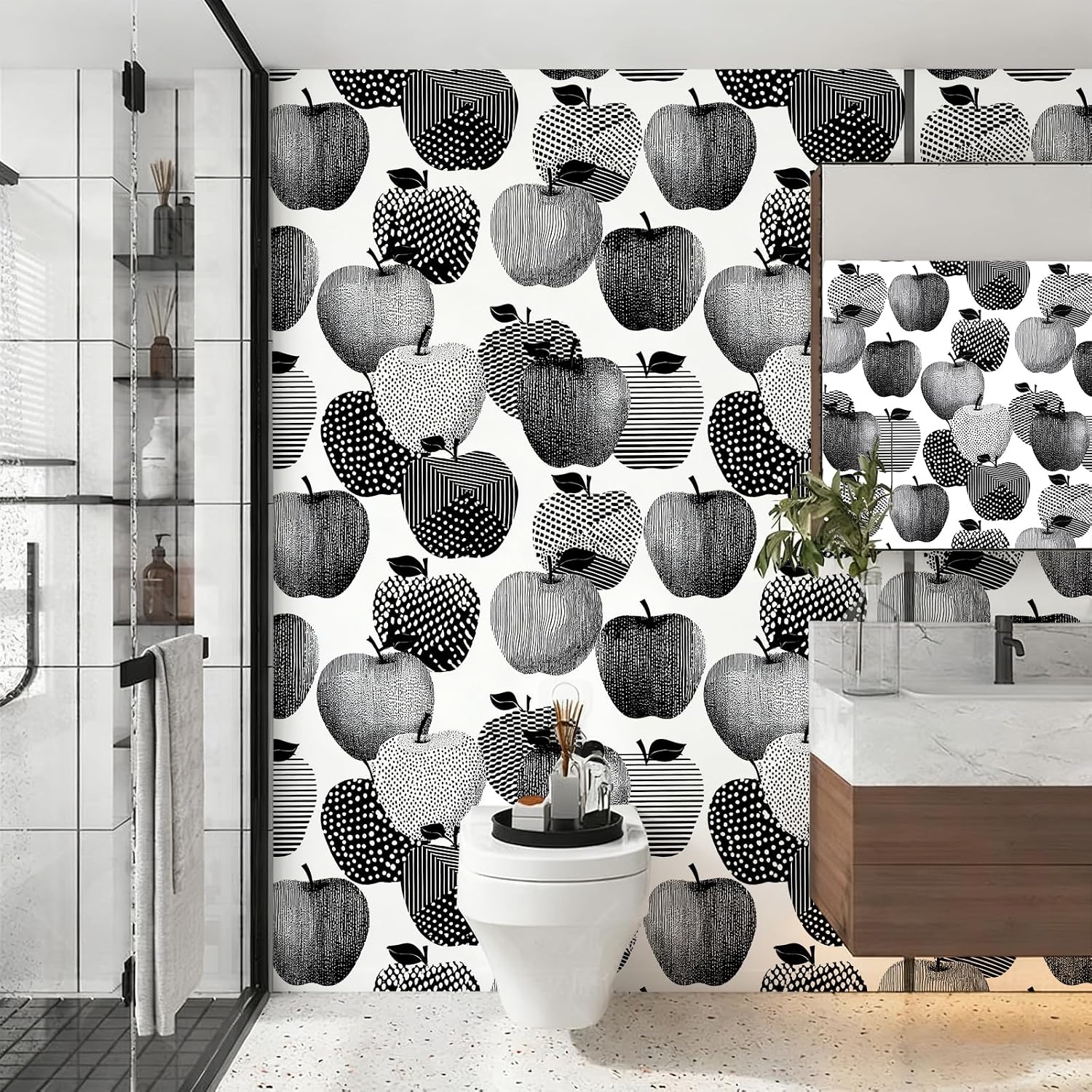 Stickorama Vintage Artistic Peel and Stick Wallpaper Self Adhesive Removable Waterproof 17.72" x 236.2'' Assorted Textured Apple Mural Renter Friendly for Bedroom Living Room Study