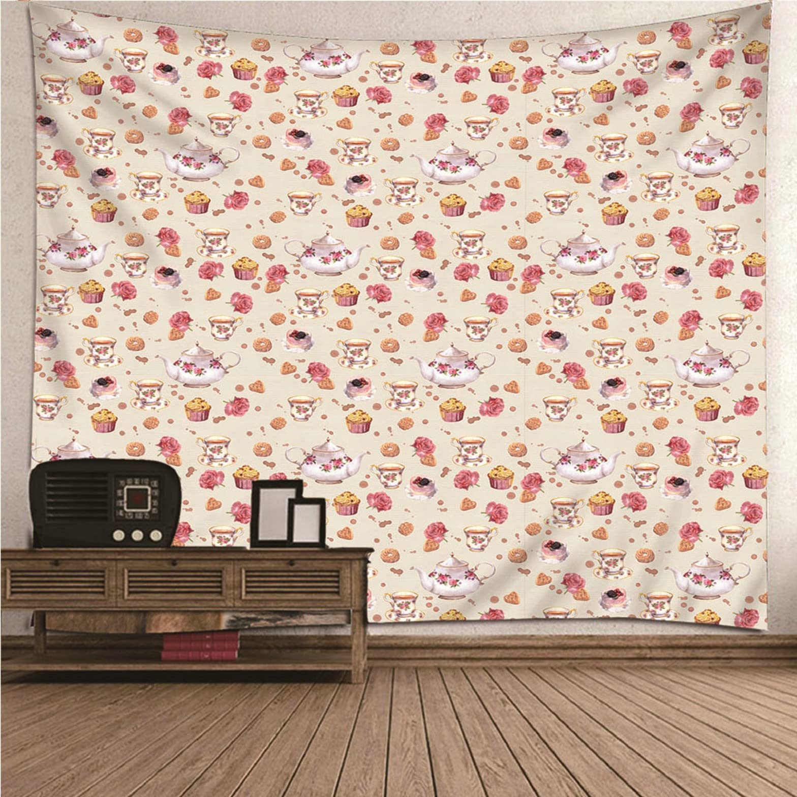 Ethereval Wall Cloth For Bedroom Tapestry Men Japanese Dessert Cake Tea Tapestries Custom Aesthetic Indie Multicolor Wall Hangings Fabric Decorations 260x240cm