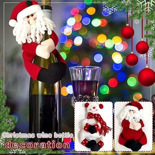 Miniatura 2 de IAMAGOODLADY Decoraciones de Navidad, decoración de Navidad, cubierta de vino de Papá Noel, muñeco de nieve, moo se, cubierta de botella de vino,