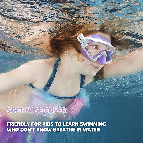 Miniatura 6 de Máscara de natación para niños, gafas de natación antivaho de 180° para niños, máscara de buceo, a prueba de fugas, con cubierta de nariz para niños