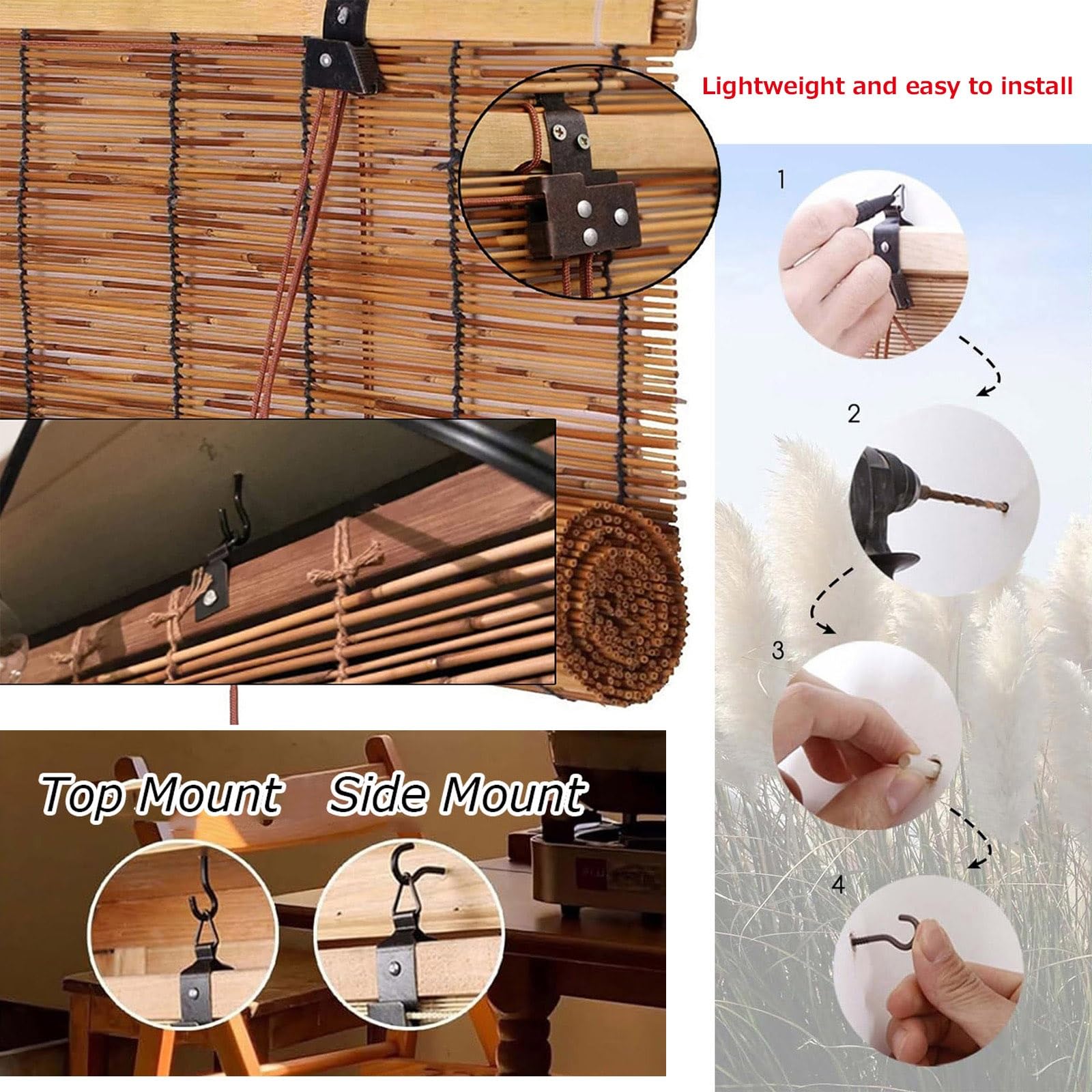 Tende in bambù personalizzate per pergola da esterno, tende parasole tessute a mano e protezione della privacy, tende a pacchetto naturali per interni/finestre/porte decorative