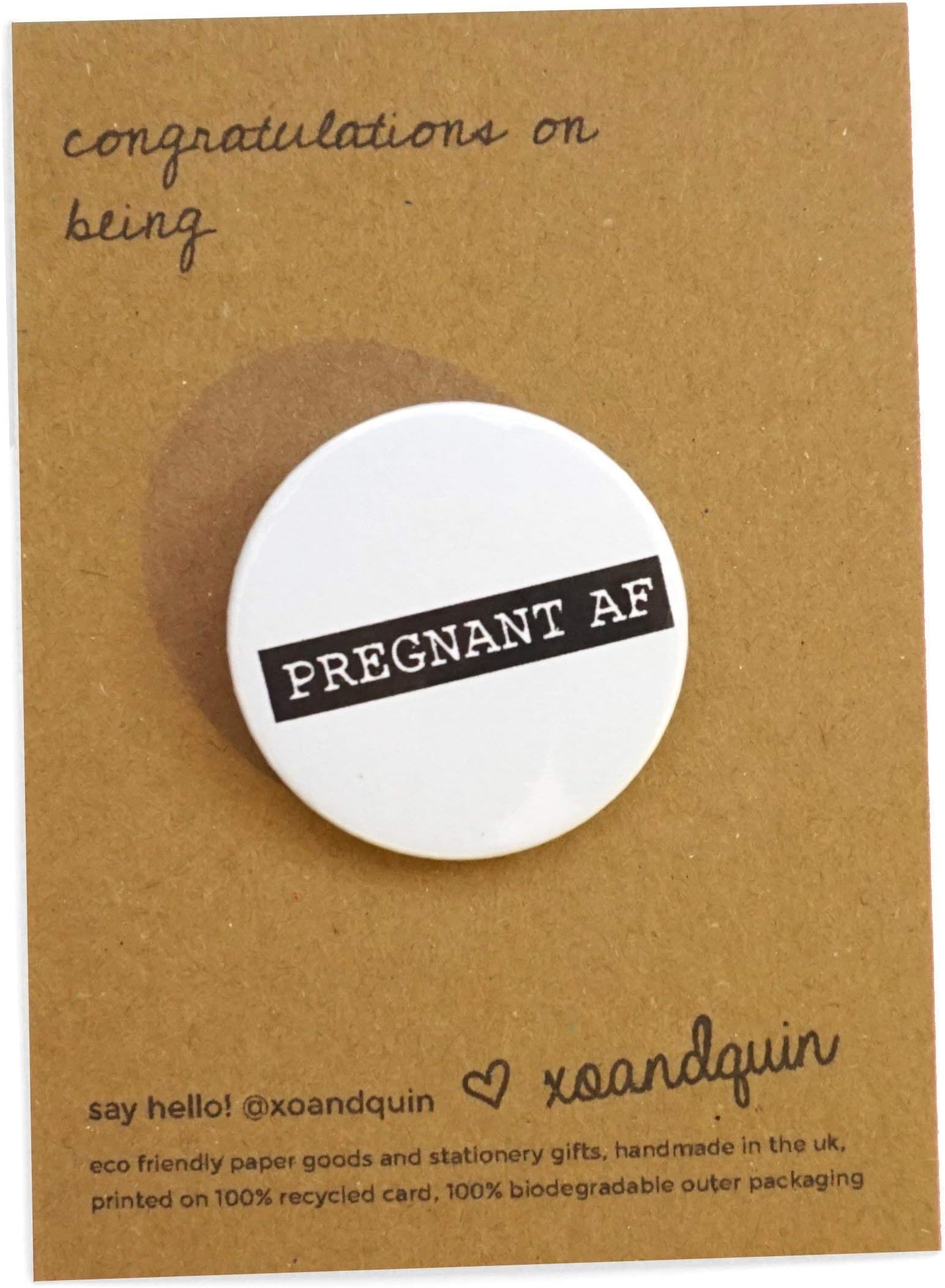 XOandQuin Handmade Pregnant AF Congratulations Mummy To Be Gift