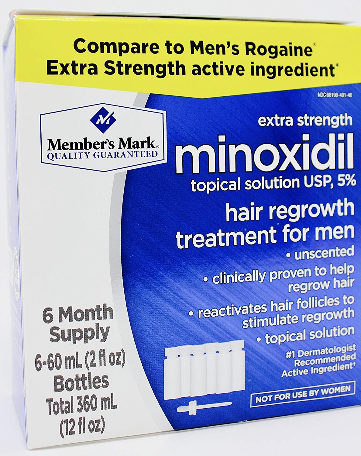 Members Mark Extra Strength Minoxidil Topical Solution USP 5 Unscented Hair Regrowth Treatment for Men 6 month supply