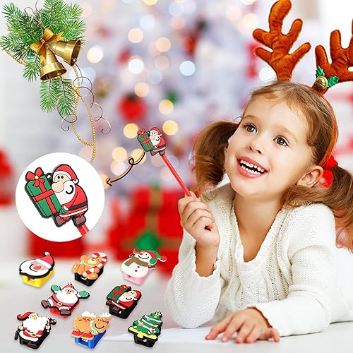 Miniatura 5 de Sacapuntas de Navidad a granel para niños, árbol de Navidad, Papá Noel, alce, oso, novedad, sacapuntas manual de mano, regalo de papelería de