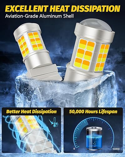 Miniatura 29 de Yorkim Bombilla LED ultra brillante 7440 roja T20 7441 7443 7444 W21W para luz de marcha atrás de respaldo, luz de ruptura, luz trasera, luz de Rojo