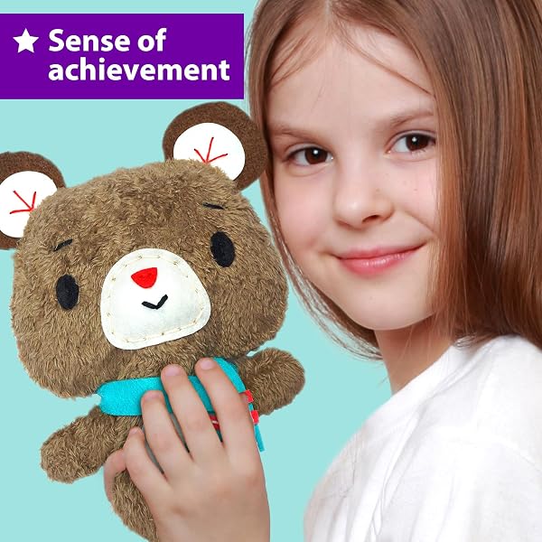 KRAFUN Teddy & Friends Sewing Kit for Kids Age 7+ | 3 Dolls - 3